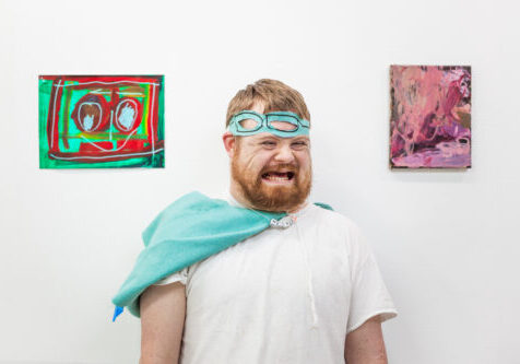 Casey Chrzan at a Circle Contemporary exhibition opening